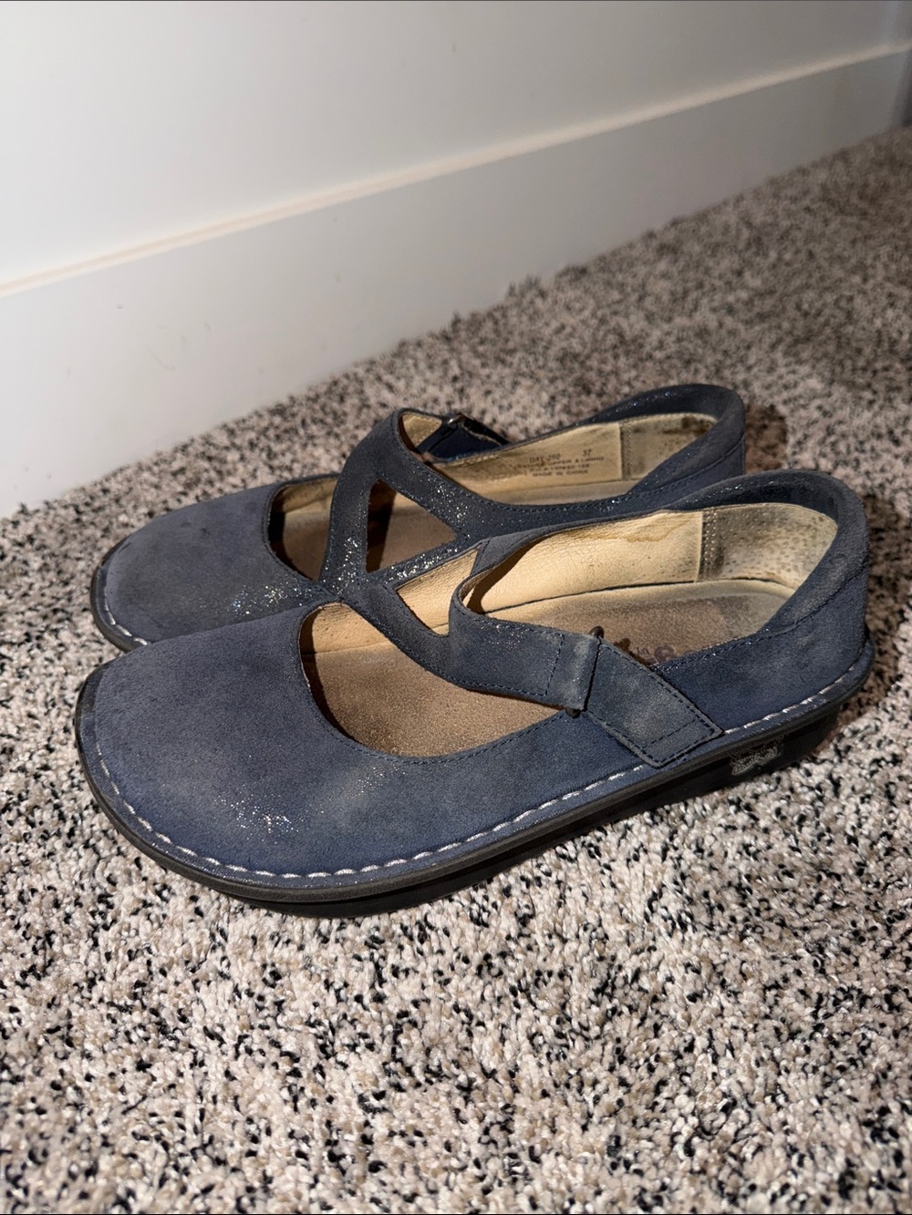 Alegria Dayna Blue Glitter Mary Janes Women's Size 37